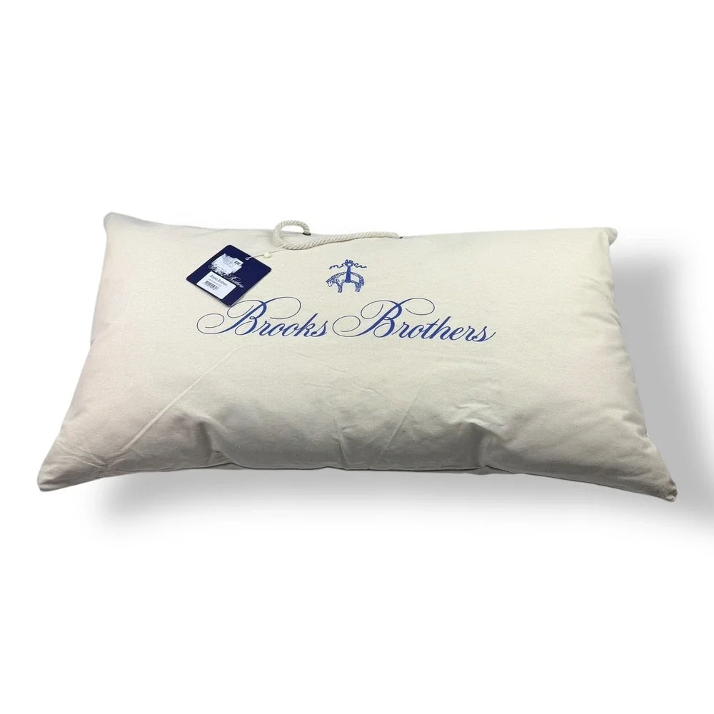 Brooks Brothers King Bed Pillow Linen Blend Cotton Shell‎ Cream NWT Made Turkey